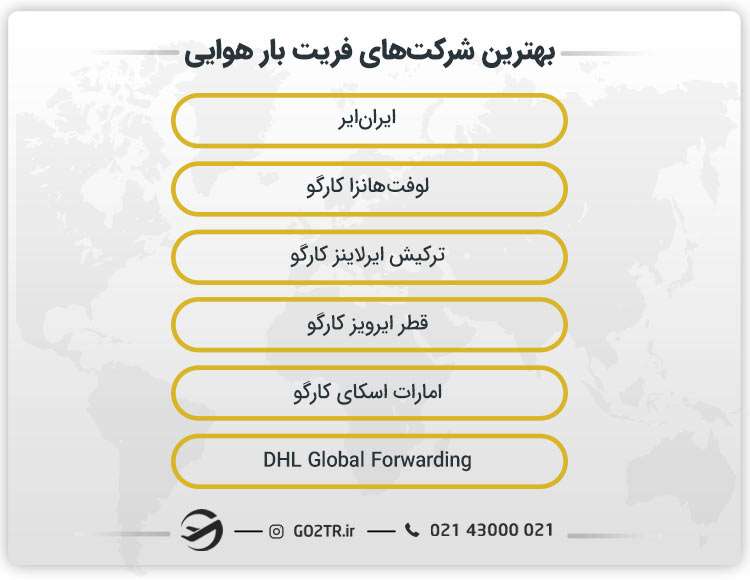 بهترین شرکت‌های فریت بار هوایی