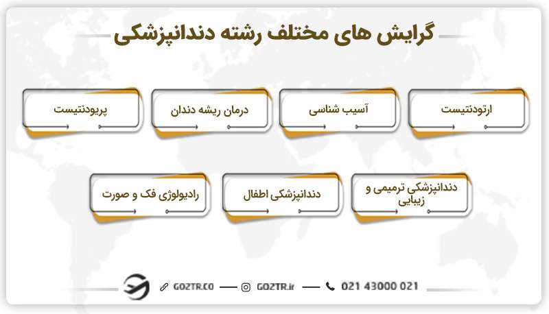 گرایش های مختلف رشته دندانپزشکی