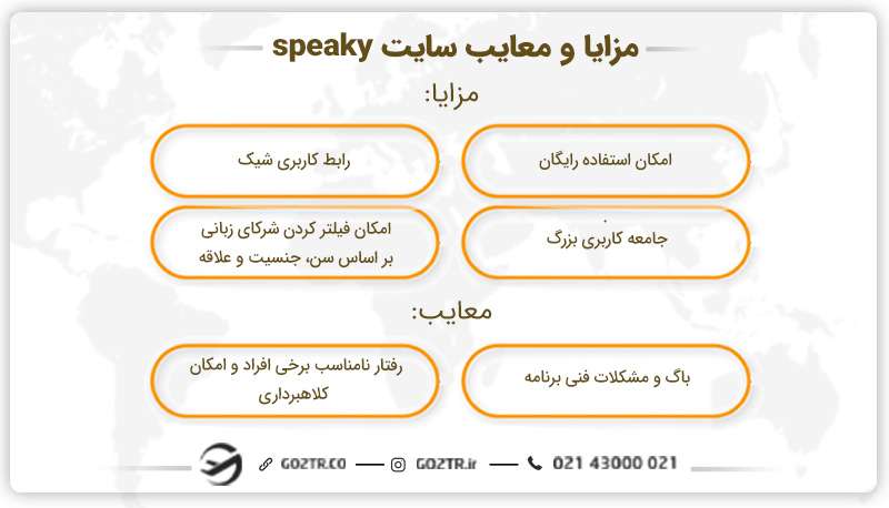مزایا و معایب سایت speaky