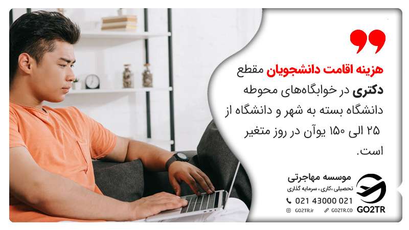 هزینه اقامت دانشجویام مقطع دکتری در چین در این تصویر بیان شده است.