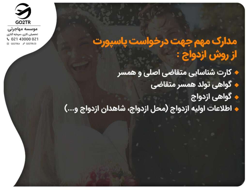 مدارک مهم جهت درخواست پاسپورت از روش ازدواج