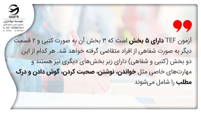نحوه برگزاری آزمون TEF