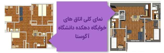 نمای کلی اتاق‌های خوابگاه دهکده دانشگاه آگوستا