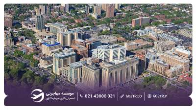 تصویری از نمای بالای پردیس پزشکی دانشگاه واشینگتن سنت لوئیس آمریکا