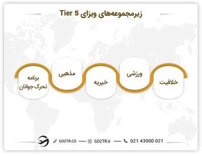 زیر مجموعه‌های ویزای tier 5 انگلستان