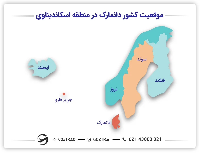 نقشه دانمارک در اسکاندیناوی
