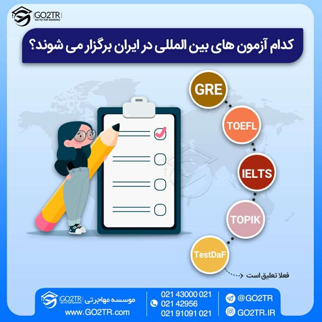 اینفوگرافی آزمونهای بینالمللی که در ایران برگزار میشوند