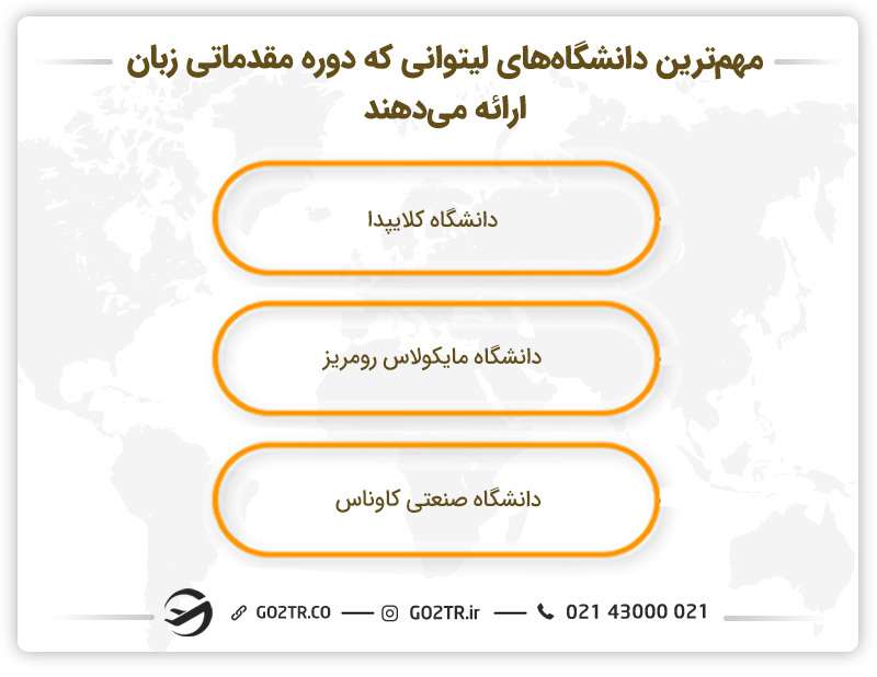 مهمترین دانشگاهها برای تحصیل بدون مدرک زبان در لیتوانی