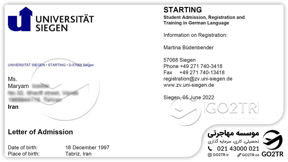 اخذ پذیرش از کشور آلمان توسط کارشناسان مهاجرتی گوتوتی‌آر