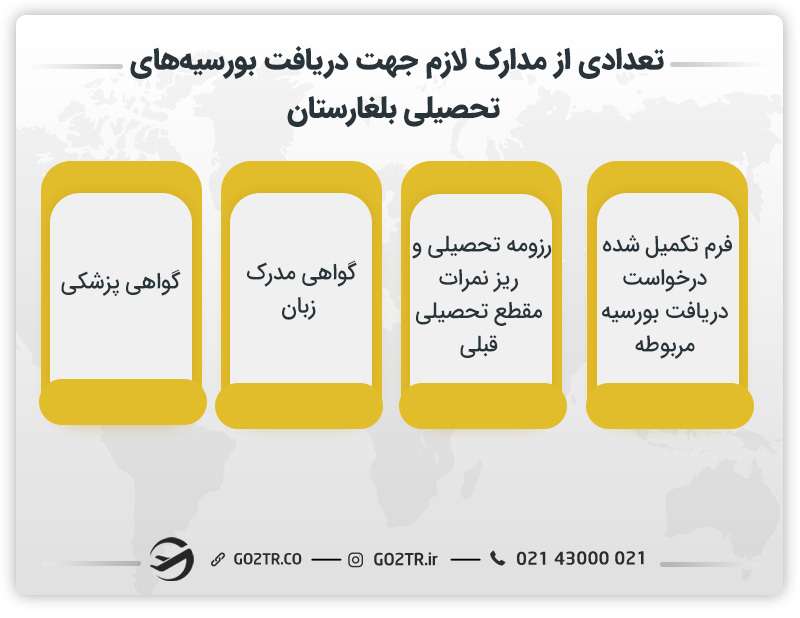 تعدادی از مدارک لازم جهت دریافت بورسیه های تحصیلی بلغارستان