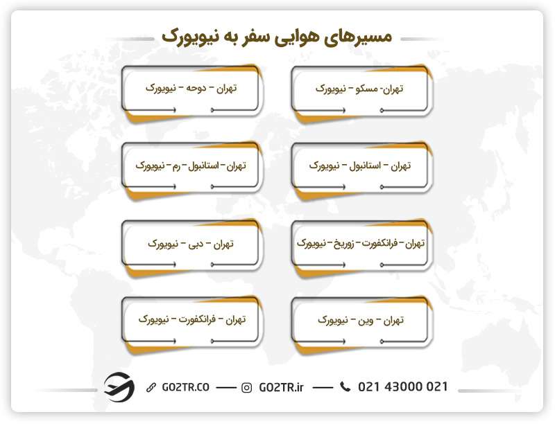 مسیرهای هوایی سفر به نیویورک
