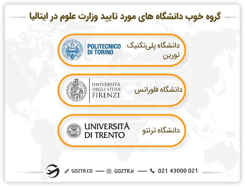 دانشگاه های مورد تایید وزارت علوم در ایتالیا گروه خوب