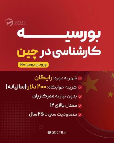 اینفوگرافی بورسیه کارشناسی در چین
