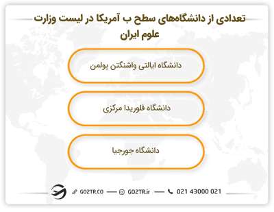 تعدادی از دانشگاه‌های سطح ب آمریکا در لیست وزارت علوم 