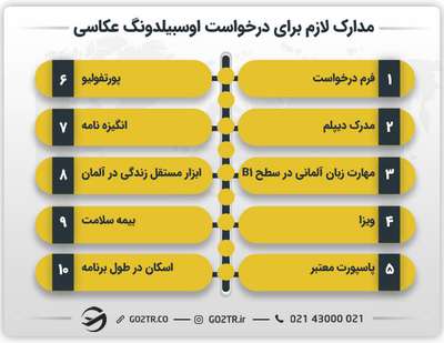 مدارک لازم برای درخواست اوسبیلدونگ عکاسی آلمان