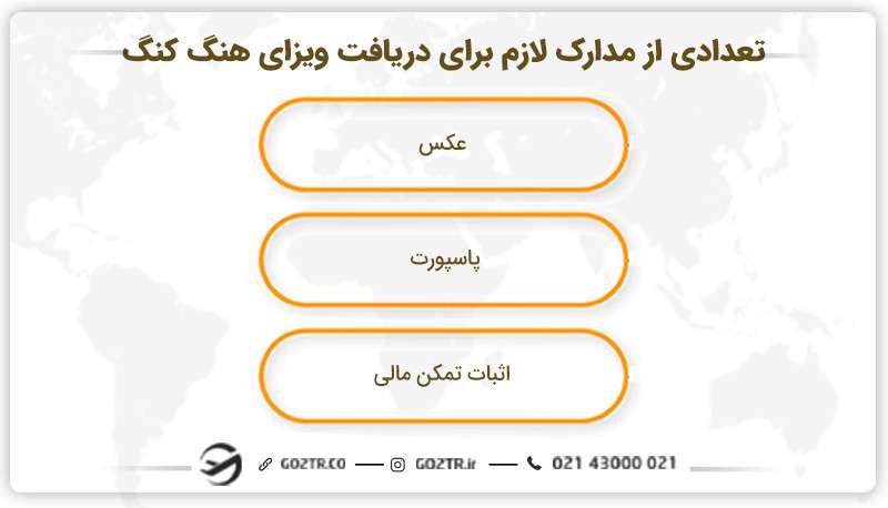 تعدادی از مدارک لازم برای دریافت ویزای هنگ کنگ