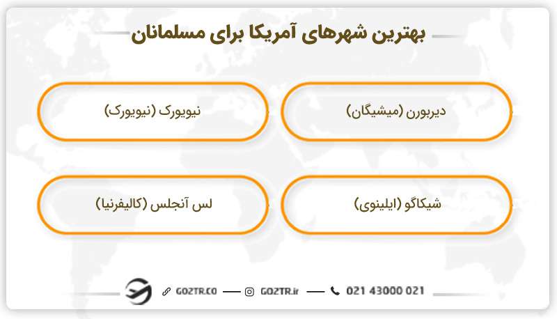 بهترین شهرها در کشور آمریکا برای مهاجرت مسلمانان