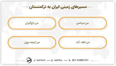 مسیرهای زمینی ایران به ترکمنستان