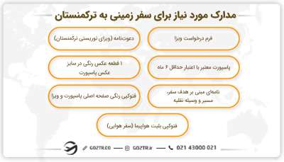 مدارک مورد نیاز برای سفر زمینی به ترکمنستان