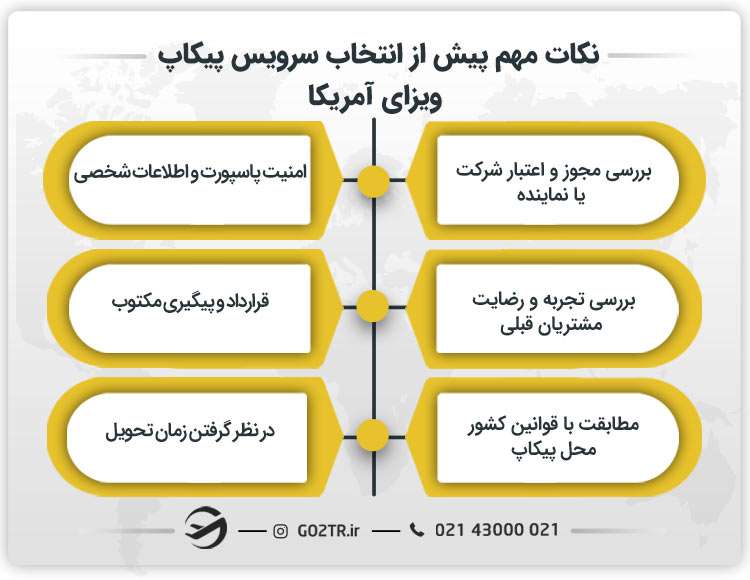 نکات مهم پیش از انتخاب سرویس پیکاپ ویزای آمریکا
