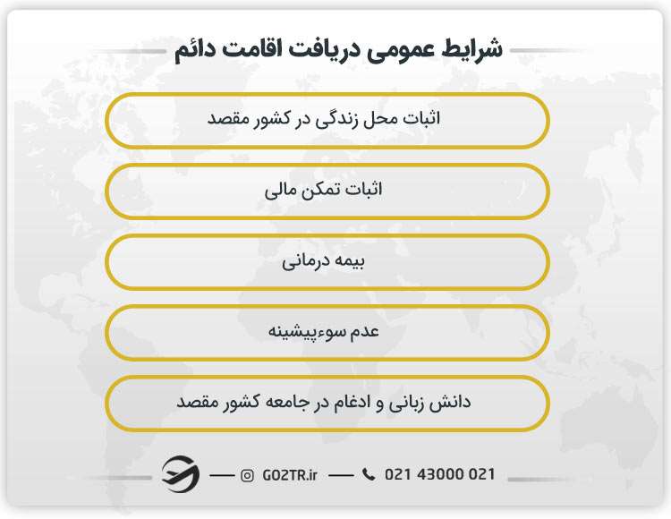 شرایط عمومی دریافت اقامت دائم